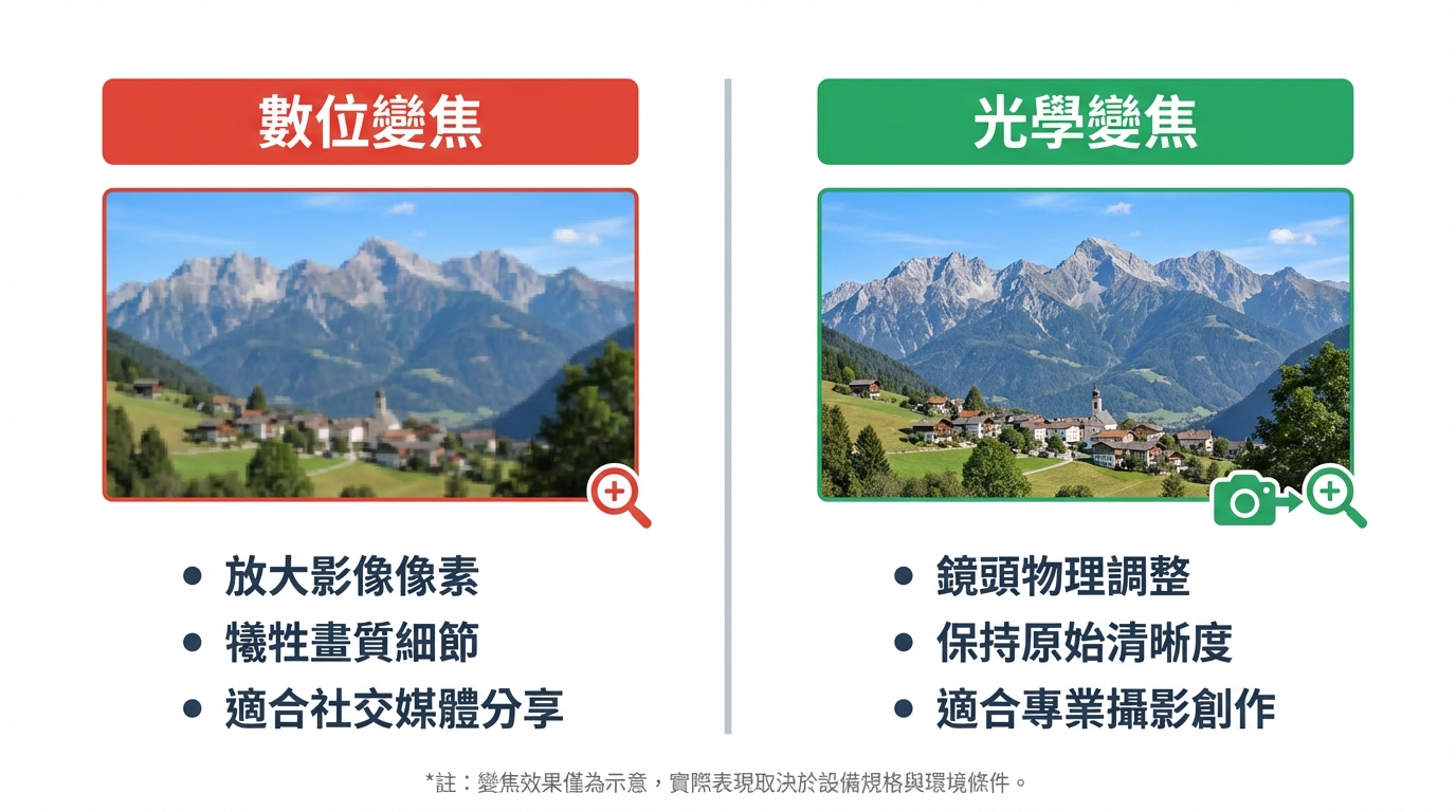 數位變焦光學變焦對比，告訴你為什麼需要光學變焦
